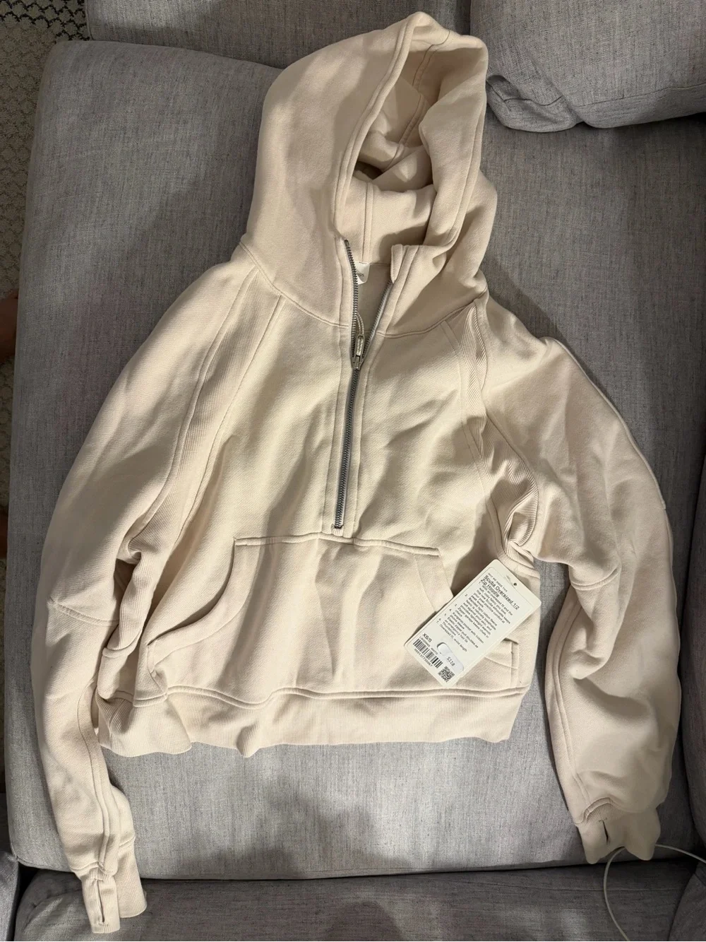 NWT Lululemon 1/2 Zip Scuba Oversized Hoodie - White Opal - XS/S-Extremely Rare!